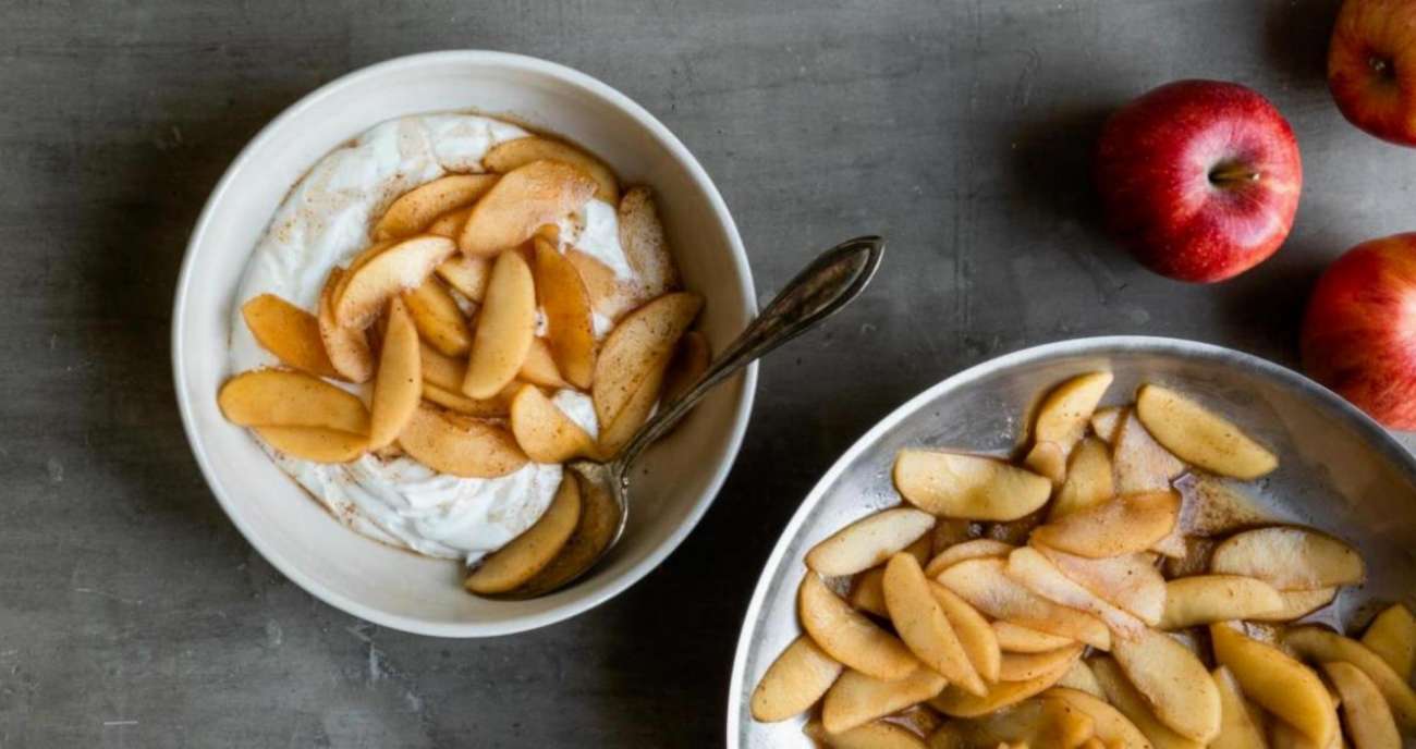 Sautéed Organic Apples over Greek Yogurt Superfresh Growers