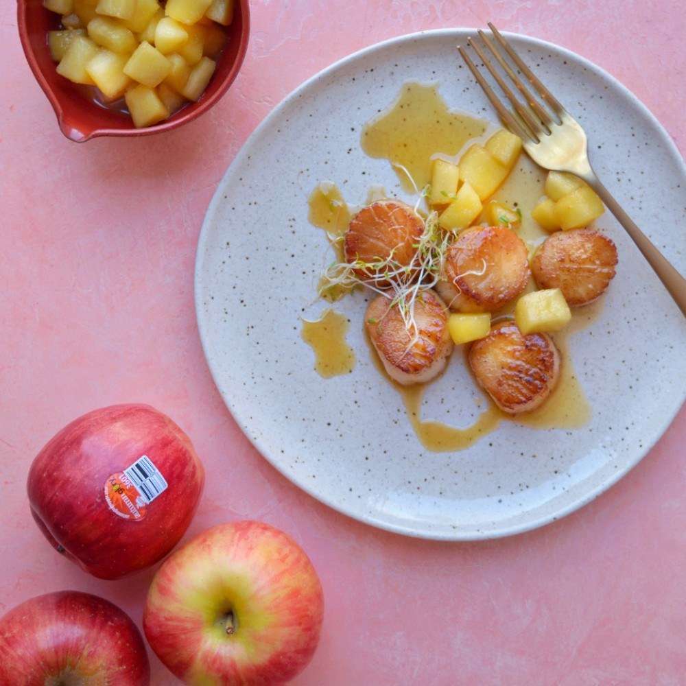 Seared Pork Chops with Granny Smith Apples and Caramelized Onions