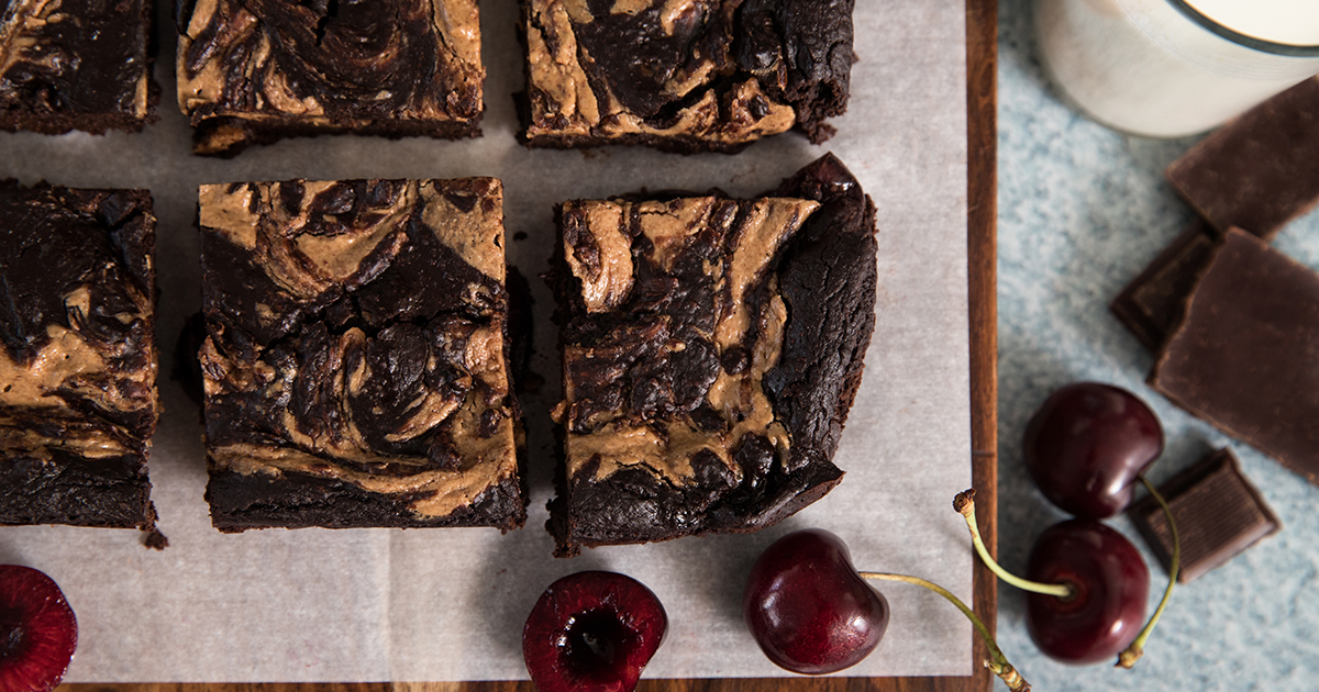 Cherry and Almond Butter Swirl Black Bean Brownies - Superfresh Growers