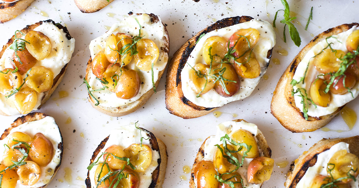 Grilled Rainier Cherry Crostini
				-
						Superfresh Growers