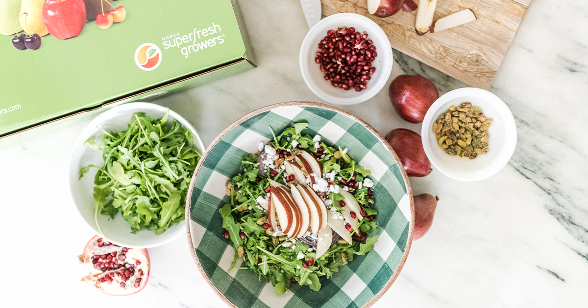 Pear Arugula Salad with Maple Balsamic Dressing - Superfresh Growers
