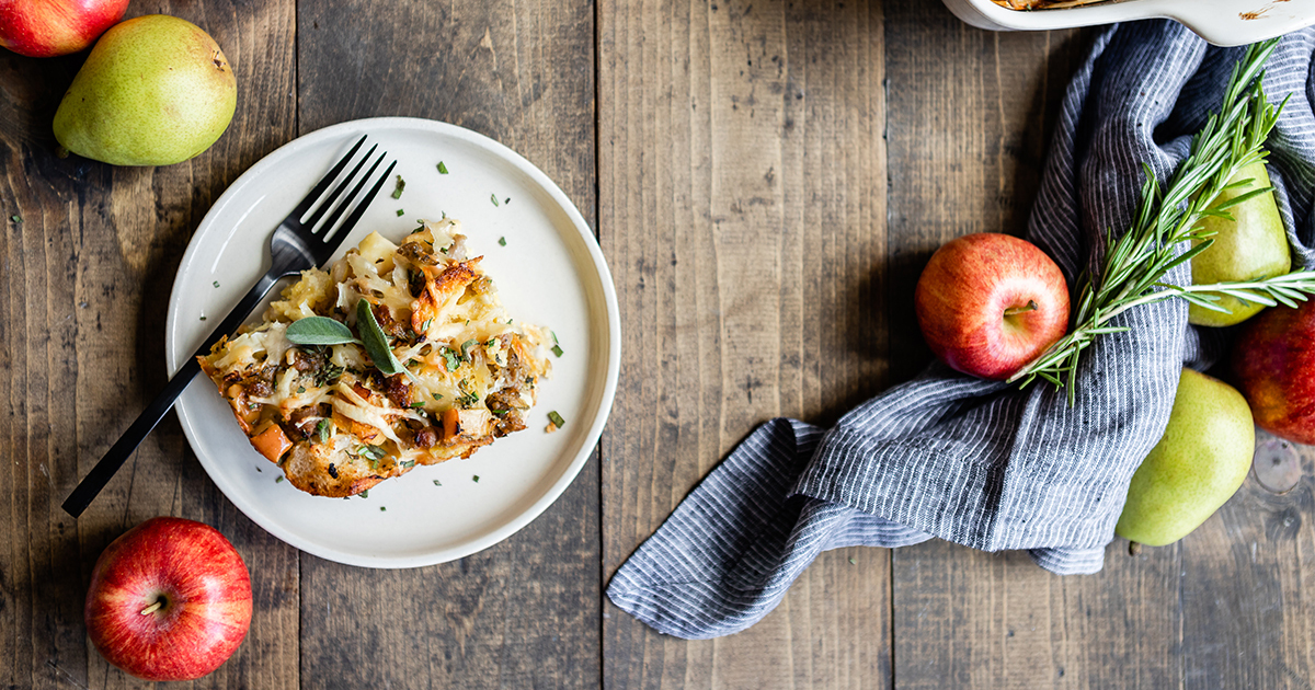 Savory Bread Pudding with Organic Apples & Pears - Superfresh Growers